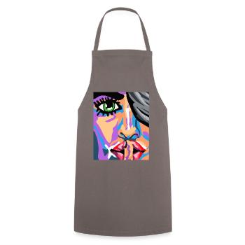 Pixel Face Art - Cooking Apron - grey - Front - AI Model Male 185 dark (185cm)