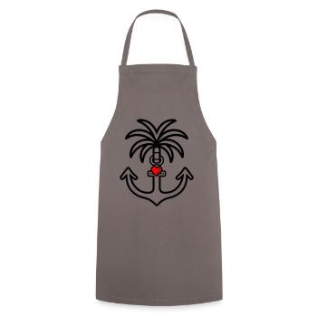 Palm Tree Anchor Heart Love - Cooking Apron - grey - Front - AI Model Male 185 dark (185cm)