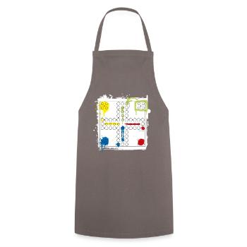 Mensch ärgere dich nicht plateau de jeu moderne - Tablier de cuisine - gris - Devant - AI Model Male 185 dark (185cm)