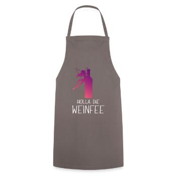 Weißwein Rotwein JGA Vino Wein - Holla die Weinfee - Kochschürze - Grau - Vorne - AI Model Male 185 dark (185cm)