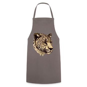 Cheetah Head Animal - Cooking Apron - grey - Front - AI Model Male 185 dark (185cm)