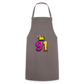 91 Number Crown - Cooking Apron - grey - Front - AI Model Male 185 dark (185cm)