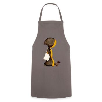 Münchner Kindl avec sac de jute et teckel - Tablier de cuisine - gris - Devant - AI Model Male 185 dark (185cm)