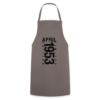 Birthday April 1953 April born in April 1953 - Cooking Apron - grey - Front - AI Model Male 185 dark (185cm)