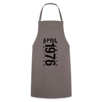 Birthday April 1976 April born in April 1976 - Cooking Apron - grey - Front - AI Model Male 185 dark (185cm)