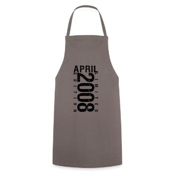 Birthday April 2008 April born in April 2008 - Cooking Apron - grey - Front - AI Model Male 185 dark (185cm)