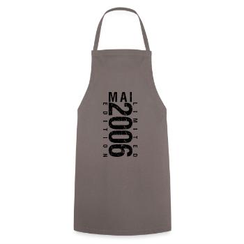Anniversaire Mai 2006 Mai né en May 2006 - Tablier de cuisine - gris - Devant - AI Model Male 185 dark (185cm)