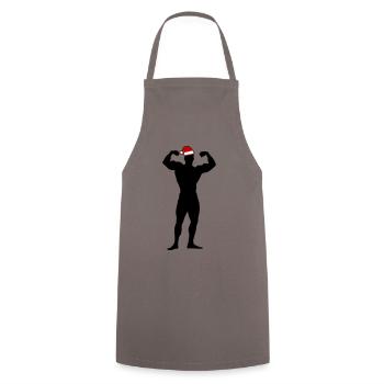 bodybuilding weihnachten santa gym workout - Kochschürze - Grau - Vorne - AI Model Male 185 dark (185cm)
