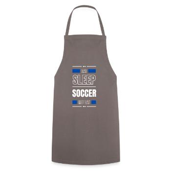 eat sleep soccer repeat gift idea saying - Cooking Apron - grey - Front - AI Model Male 185 dark (185cm)