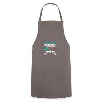 All Men Created Equal Then Som | BrazilianJiuJitsu - Cooking Apron - grey - Front - AI Model Male 185 dark (185cm)
