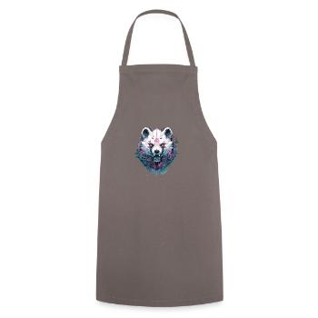 Mecha Animal Tiger Wolf Fox Dino Bear Cyborg - Cooking Apron - grey - Front - AI Model Male 185 dark (185cm)