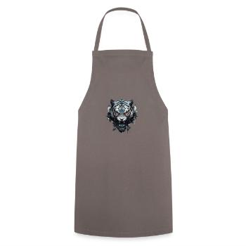 Mecha Animal Tiger Wolf Fox Dino Bear Cyborg - Cooking Apron - grey - Front - AI Model Male 185 dark (185cm)
