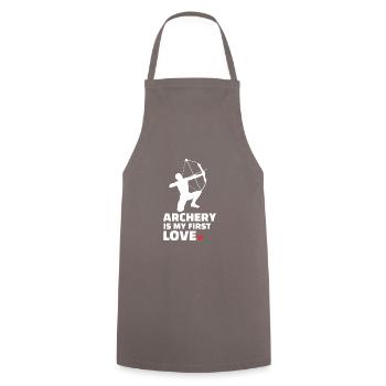 I love archery stylish archery - Cooking Apron - grey - Front - AI Model Male 185 dark (185cm)