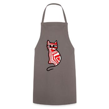 Katze Katzen Retro 80er 90er Kätzchen - Kochschürze - Grau - Vorne - AI Model Male 185 dark (185cm)