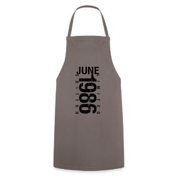 Birthday June 1986 June born in June 1986 - Cooking Apron - grey - Front - AI Model Male 185 dark (185cm)