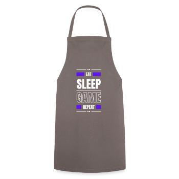 eat sleep game repeat geschenk idee zocken spruch - Kochschürze - Grau - Vorne - AI Model Male 185 dark (185cm)