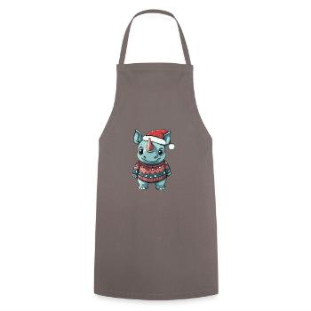 Bande dessinée de Noël Rhino - Tablier de cuisine - gris - Devant - AI Model Male 185 dark (185cm)