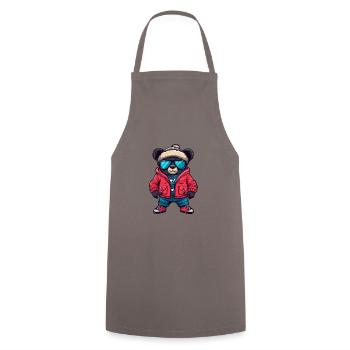 Bear Cool Comic - Cooking Apron - grey - Front - AI Model Male 185 dark (185cm)