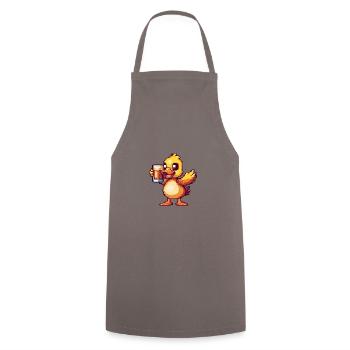 Duck Beer Pixel - Cooking Apron - grey - Front - AI Model Male 185 dark (185cm)