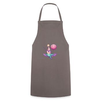 Colibri Oiseau Anniversaire Bande Dessinée - Tablier de cuisine - gris - Devant - AI Model Male 185 dark (185cm)