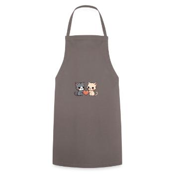 Katze Paar Valentinstag - Kochschürze - Grau - Vorne - AI Model Male 185 dark (185cm)