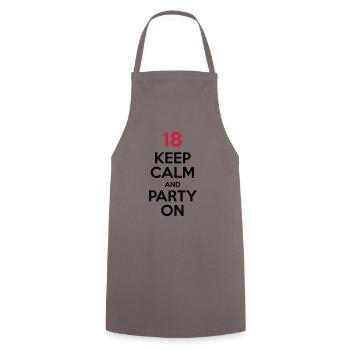 18 - Keep Calm and Party On - Cooking Apron - grey - Front - AI Model Male 185 dark (185cm)