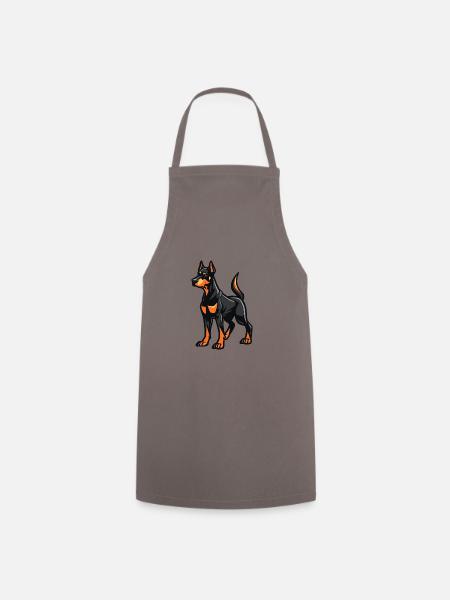 Dobermann Hund Comic - Kochschürze - Grau