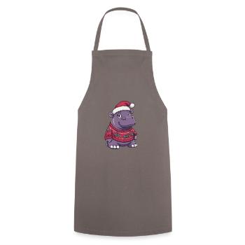 Nilpferd Weihnachten Comic - Kochschürze - Grau - Vorne - AI Model Male 185 dark (185cm)