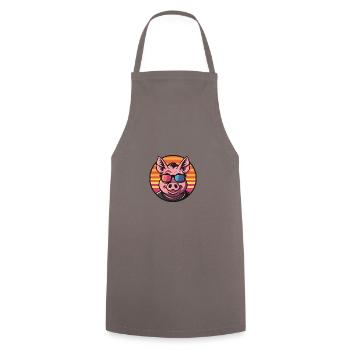Cochon Bande Dessinée Été Cool - Tablier de cuisine - gris - Devant - AI Model Male 185 dark (185cm)