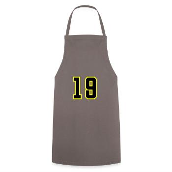 19 Zahl Trikot - Kochschürze - Grau - Vorne - AI Model Male 185 dark (185cm)