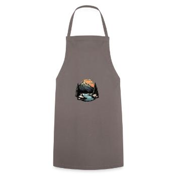 Berge Outdoor Landschaft - Kochschürze - Grau - Vorne - AI Model Male 185 dark (185cm)