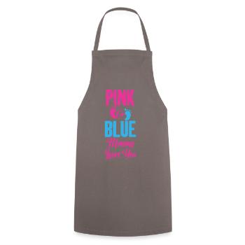 Pink or Blue Mommy Loves You Baby Gender Reveal - Tablier de cuisine - gris - Devant - AI Model Male 185 dark (185cm)