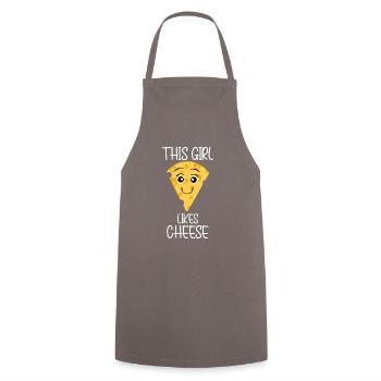 Une fille aime le fromage, la cuisine et la - Tablier de cuisine - gris - Devant - AI Model Male 185 dark (185cm)