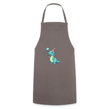 Dinosaur brontosaurus birthday comic - Cooking Apron - grey - Front - AI Model Male 185 dark (185cm)