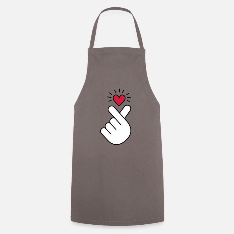 Coeur K-pop, symbole de la musique pop Corée K, doigt, main - Tablier de cuisine - gris