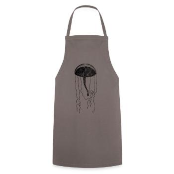 Dessin vintage de méduse - Tablier de cuisine - gris - Devant - AI Model Male 185 dark (185cm)