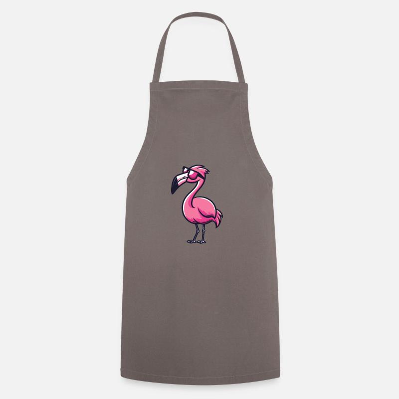 Flamingo Tier - Kochschürze - Grau
