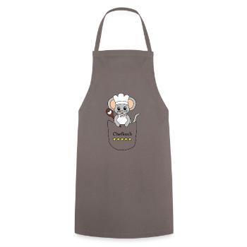 Chefkoch Maus – Lustiges Kochmotiv - Kochschürze - Grau - Vorne - AI Model Male 185 dark (185cm)