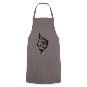 Fish Hook Fish Icon - Cooking Apron - grey - Front - AI Model Male 185 dark (185cm)