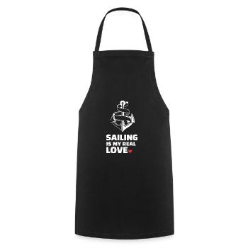 J’adore la voile - Tablier de cuisine - noir - Devant - AI Model Male 185 dark (185cm)