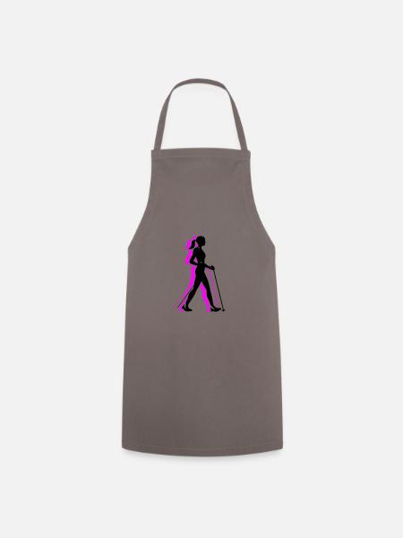 Nordic Walking Frau Symbol - Kochschürze - Grau