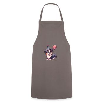 Border Collie Chiens Anniversaire Bande dessinée - Tablier de cuisine - gris - Devant - AI Model Male 185 dark (185cm)