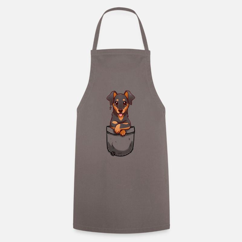 Pocket Cute Dobermann Dog - Cooking Apron - grey