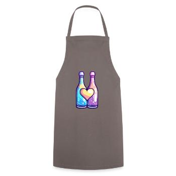 Flasche Paar Party Sekt Liebe Herz Valentinstag - Kochschürze - Grau - Vorne - AI Model Male 185 dark (185cm)