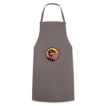 Ostrich Comic Cool Summer - Cooking Apron - grey - Front - AI Model Male 185 dark (185cm)