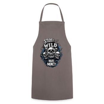 Stay Wild Make Money Bitcoin Crypto Finance - Kochschürze - Grau - Vorne - AI Model Male 185 dark (185cm)