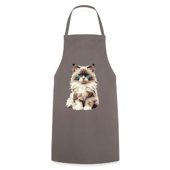 Geometric Cat – Stylish Cat Motif in Polygon - Cooking Apron - grey - Front - AI Model Male 185 dark (185cm)