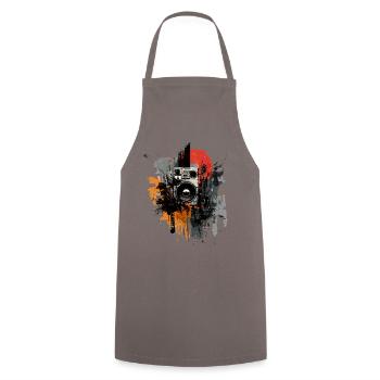 Art musical rock grunge – Guitare & Boombox - Tablier de cuisine - gris - Devant - AI Model Male 185 dark (185cm)