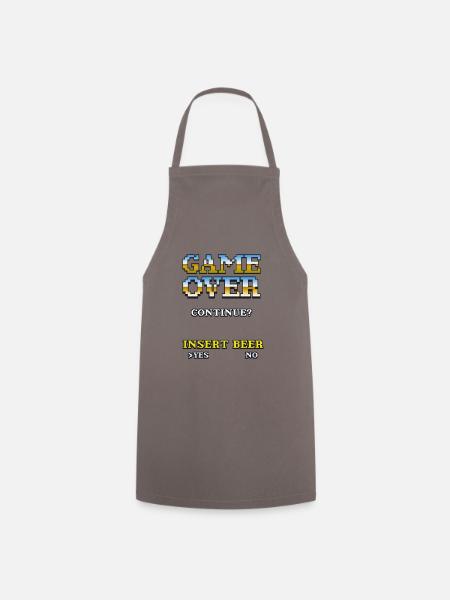 Game Over-Insert beer - Kochschürze - Grau