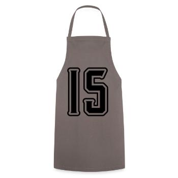 Symbole de 15 chiffres - Tablier de cuisine - gris - Devant - AI Model Male 185 dark (185cm)